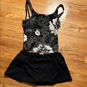 Black and White Floral Intimates Set with Tropical Print